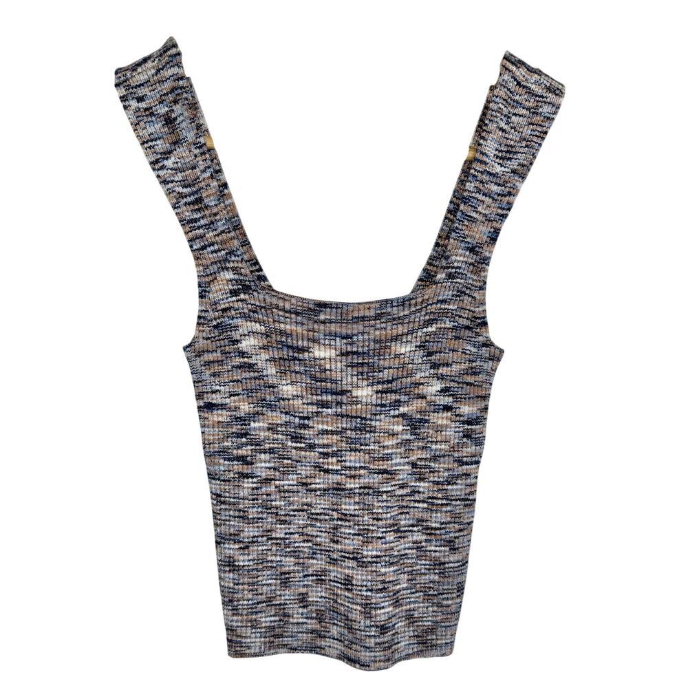 NEW Abercrombie & Fitch White Marled Knit Cropped Crop Top Tank Top Women Size S